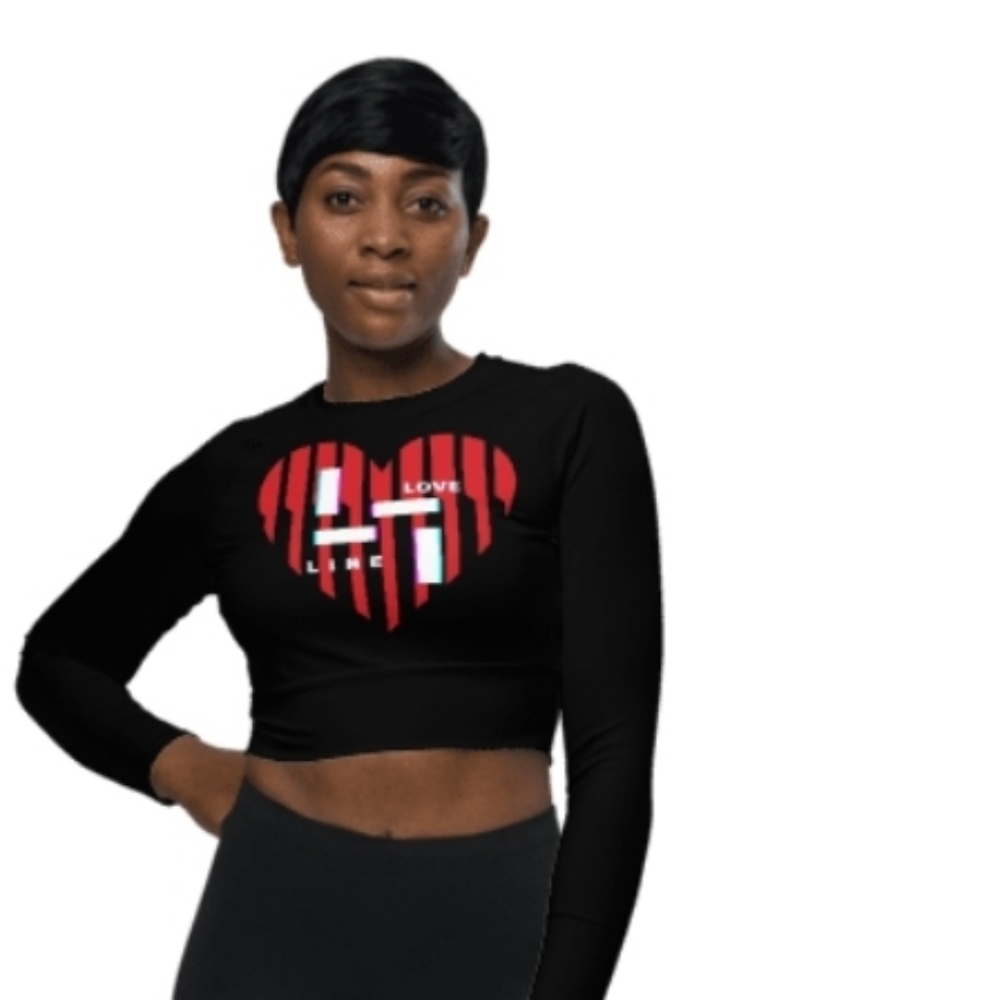 Recycled long-sleeve crop top